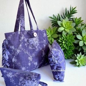 Lavender Floral Tote Bag Set